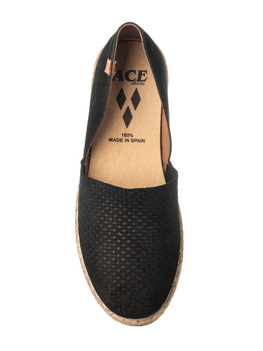 Women's Leather Espadrilles Black