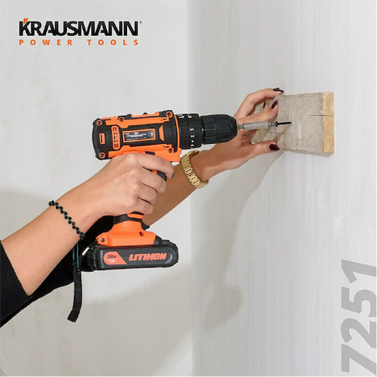 Krausmann Κρουστικό Δραπανοκατσάβιδο Μπαταρίας 20V 1x2Ah