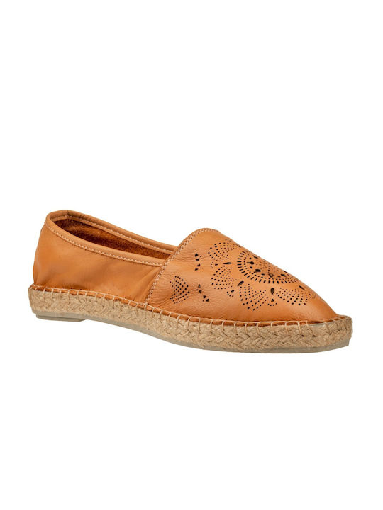 Mago Shoes Women's Leather Espadrilles Brown