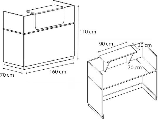 Megapap Επαγγελματικό Γραφείο Υποδοχής Π160xΒ70xΥ110cm