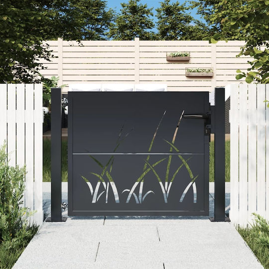 vidaXL Garden Metal Fence Gate in Gray Color 80cm x 1.05m
