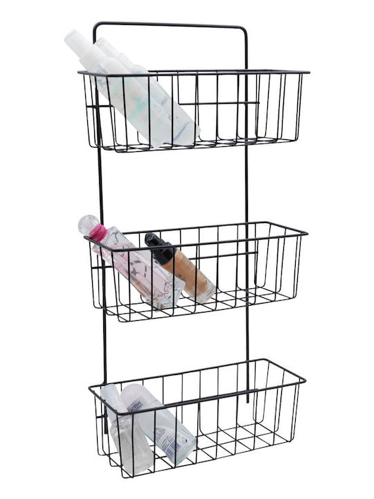 Uncle George Wall Mounted Bathroom Shelf Metallic 24x10x51cm Black