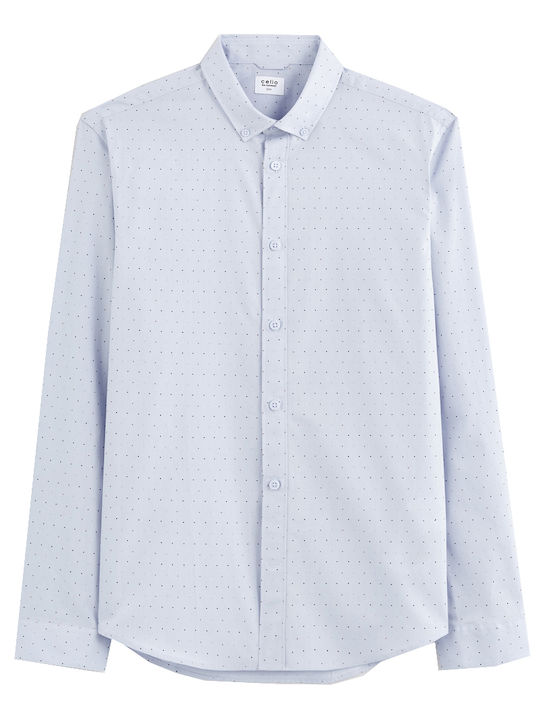 Celio Shirt Blue Microdesign baop light blue