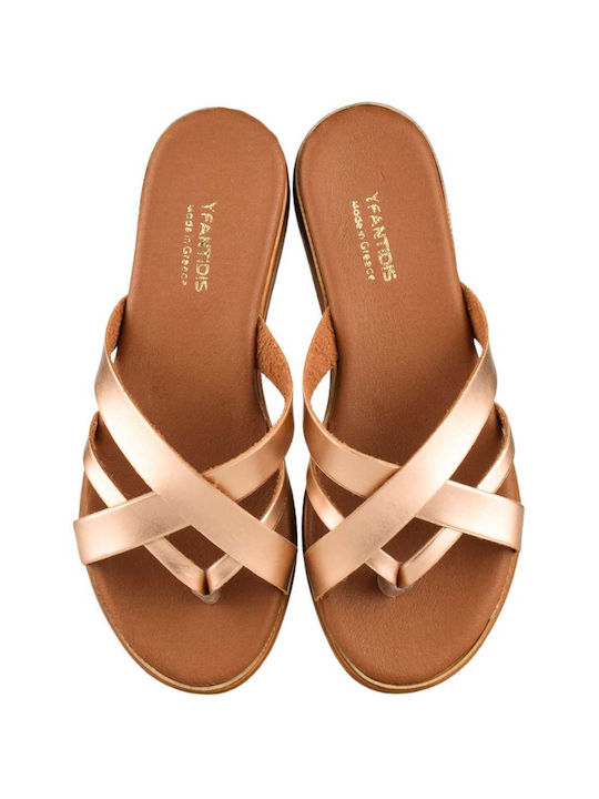 Yfantidis Women's Flat Sandals in Gold Color