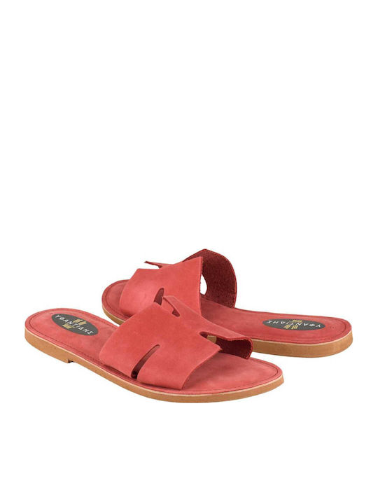 Leder Flache Sandalen für Damen in Rot Farbe