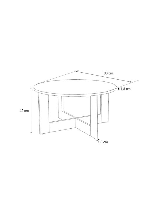 Round Central Coffee Table Kati Wooden Natural Beech W80xL80xH42cm GP028-0101 1