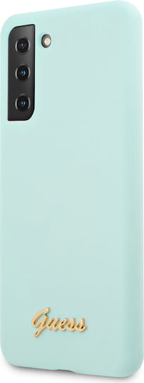 Guess Silicone Script Metal Logo Umschlag Rückseite Kunststoff / Silikon Blau (Galaxy S21+ 5G)