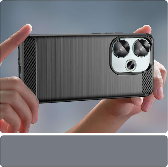 Techsuit Carbon Back Cover Silicon Negru (Poco F6)