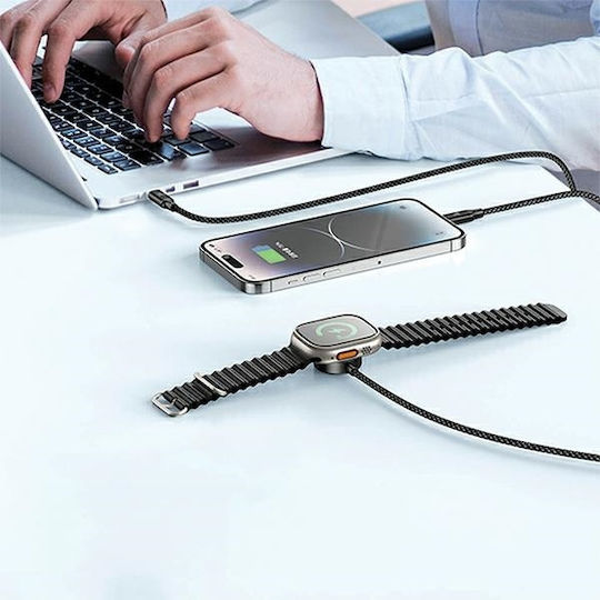 Awei W23 Braided USB to Type-C / Lightning Cable 5A Μαύρο 1m