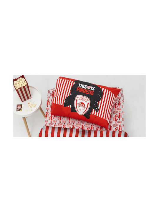 Palamaiki Olympiakos Set Kids Duvet Cover Single with Pillowcase Cotton Red 170x260cm