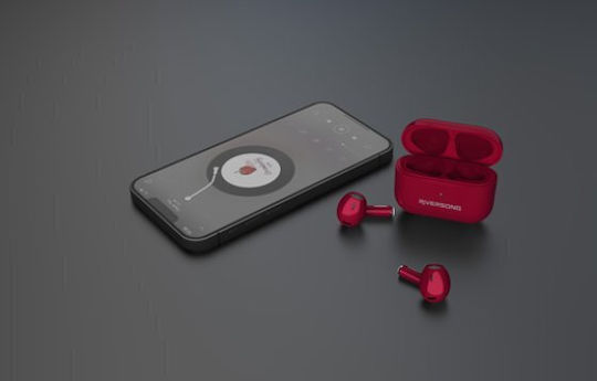 Riversong Air Mini Pro Earbud Bluetooth Handsfree Earphones with Charging Case Red Magenta
