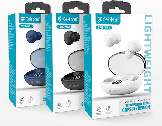 Celebrat TWS-W32 In-Ear Bluetooth-Freisprecheinrichtung Kopfhörer mit Ladeetui Schwarz