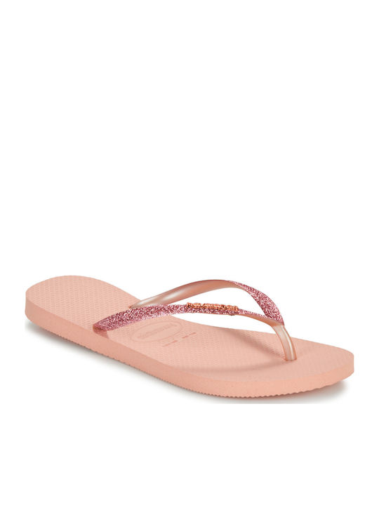 Slim Glitter II Flip Flops In Rose Gold Colour