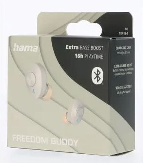 HAMA Freedom Buddy In-ear Bluetooth Handsfree Ακουστικά με Θήκη Φόρτισης Μπεζ