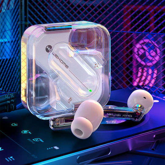 WK V51 In ear Bluetooth хендсфри Слушалки с Кутийка за Зареждане Бял