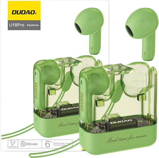 Dudao U18Pro In ear Bluetooth хендсфри Слушалки с Кутийка за Зареждане Зелен