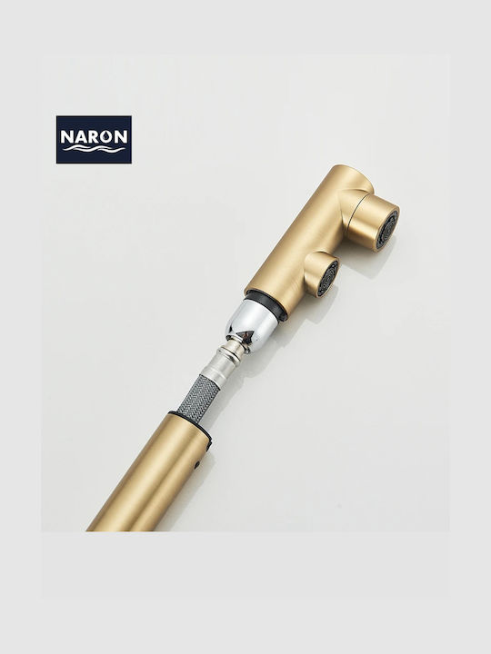 Naron Kitchen Faucet Counter with Shower Brushed Gold