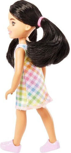 Barbie Малка Кукла Челси Малко момиче с черна коса и карирана рокля за 3+ години+ години (Различни Видове) 1 бр.