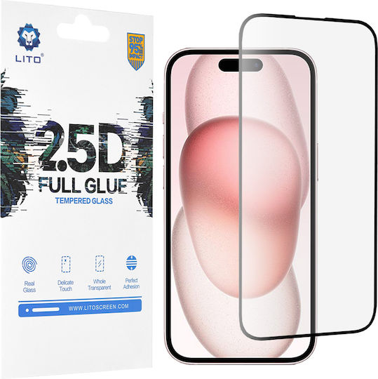 Lito Glass 2.5D Tempered Glass Μαύρο (iPhone 15)