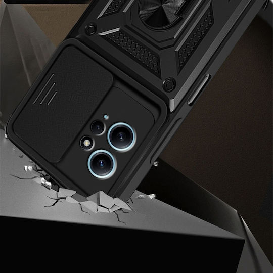 Techsuit Shield Umschlag Rückseite Kunststoff / Silikon Schwarz (Redmi Note 12 4G)