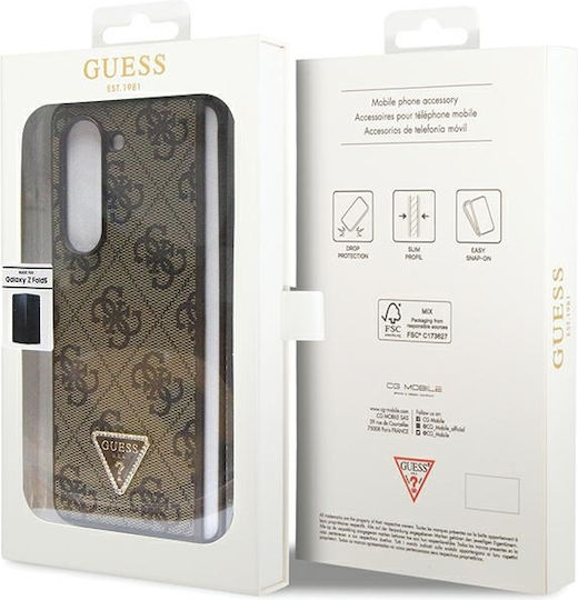 Guess Triangle Задна корица Пластмаса / Кожа / Изкуствена кожа Кафяв (Galaxy Z Fold5)