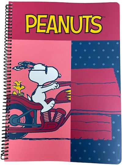 Caiet spiral Bmu Peanuts Snoopy A4 2-subiecte 70 foi Half + Bike 365-07440 Peanuts