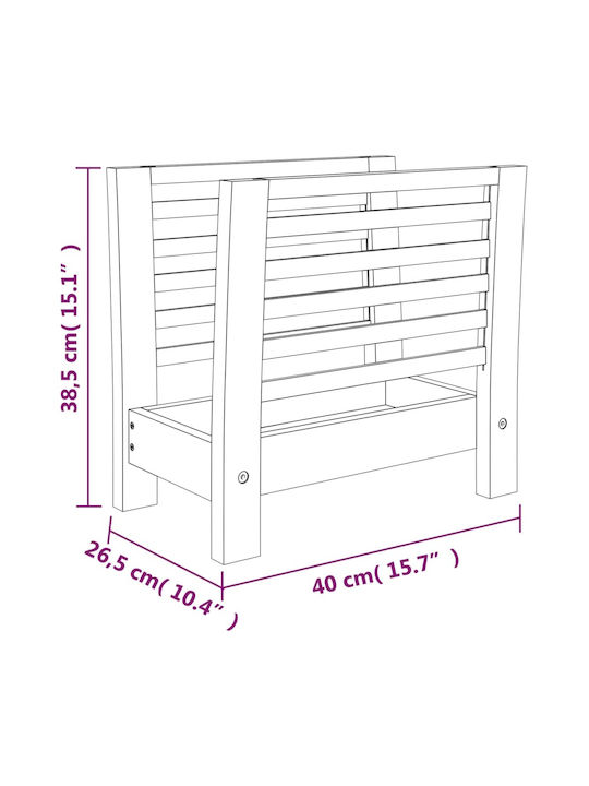 vidaXL Wooden Magazine Rack Brown 38.5x26.5x40cm