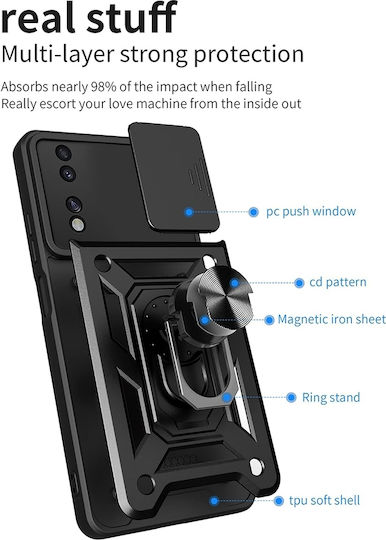 Techsuit Shield Back Cover Plastic / Silicone Black (Honor 70)