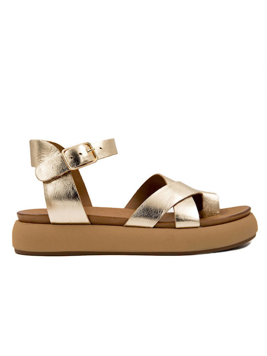 Inuovo Damen Flache Sandalen in Gold Farbe A