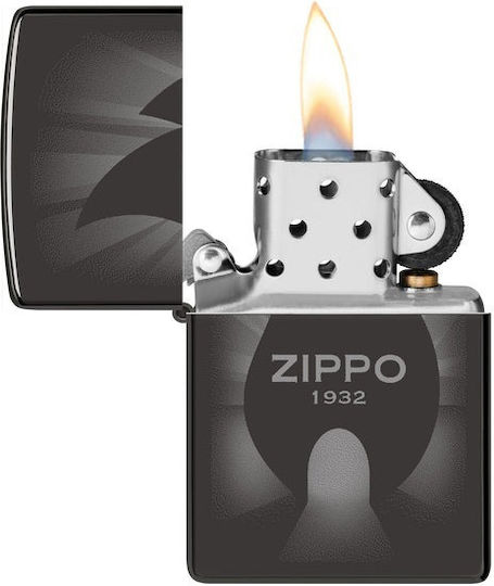 Zippo 46175 Radiant Zippo Flame Logo Steel Μαύρο