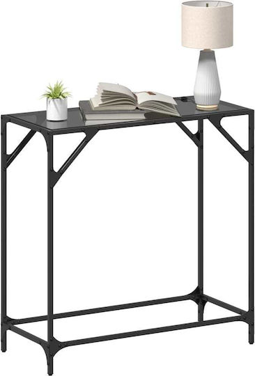 Console Table Metal with Glass Surface Black L80xW35xH81cm