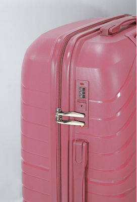 Benzi Large Travel Suitcase Pink with 4 Wheels Height 73cm.