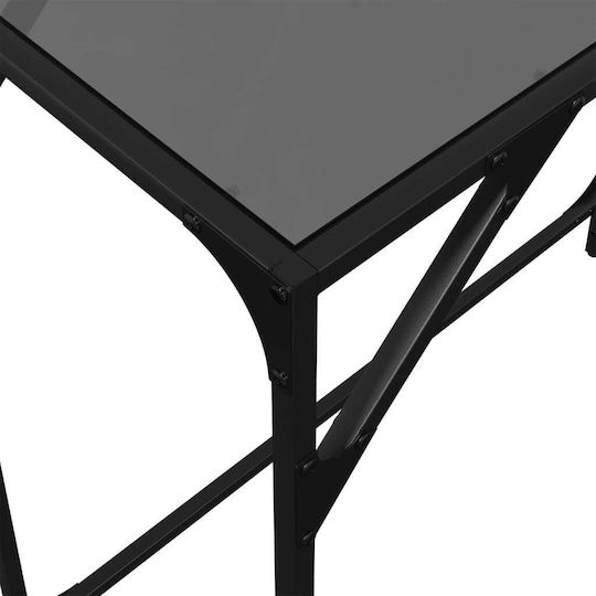 Console Table Metal with Glass Surface Black L80xW35xH81cm