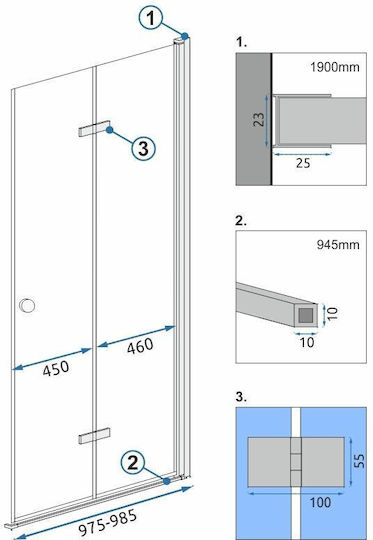 Rea Shower Screen for Shower 100x190cm Chrome