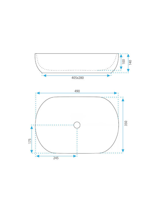 Rea Countertop Sink Ceramic 49x35x14cm White