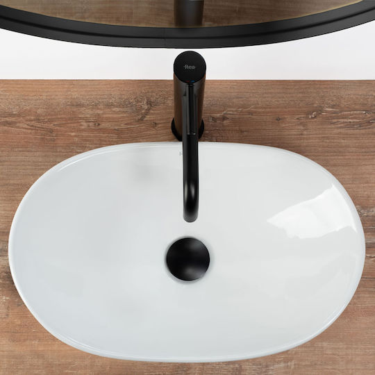 Rea Mini Επικαθήμενος Νιπτήρας Κεραμικός 47x30x15cm White