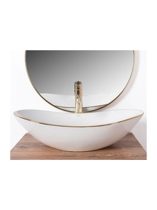 Rea Επικαθήμενος Νιπτήρας Κεραμικός 62.5x36x15cm Gold