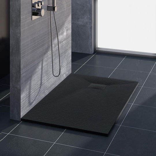 Rea Ορθογώνια Ντουζιέρα Τεχνητής Πέτρας 80x120cm Μαύρη