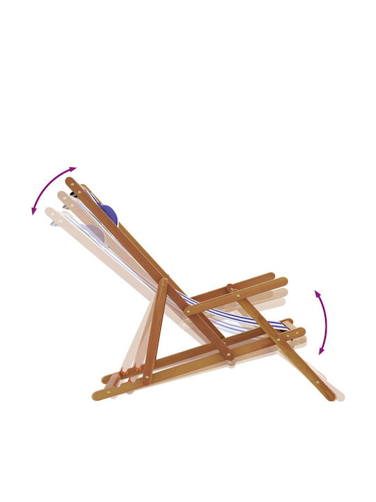 Deckchair Wooden With Arms & Blue Fabric 2 Pieces 61x112x95cm