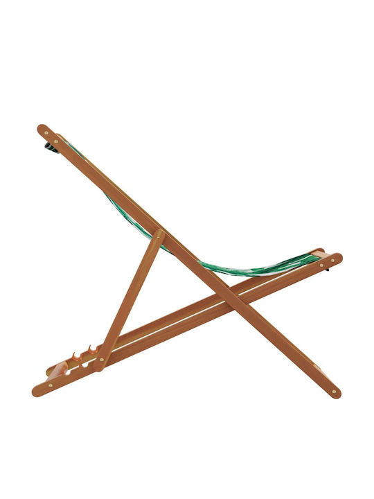Deckchairs Wooden with Green Fabric 2pcs 62x98x62cm