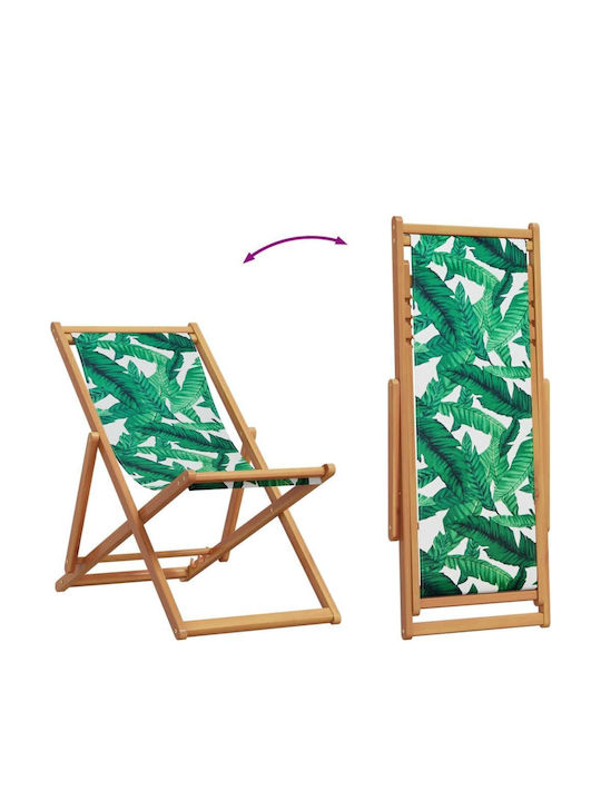 Deckchairs Wooden with Green Fabric 2pcs 62x98x62cm