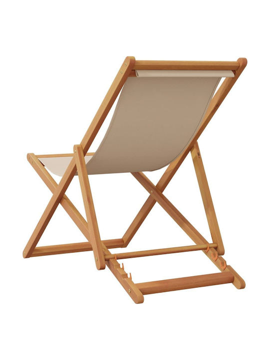 Deckchairs Wooden with Beige Fabric 2pcs 62x98x62cm