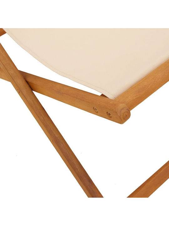 Deckchairs Wooden with Beige Fabric 2pcs 62x98x62cm