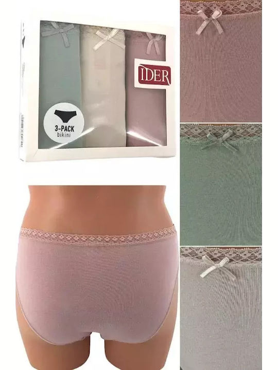 Βαμβακερά Women's Slip 3Pack with Lace Lilac