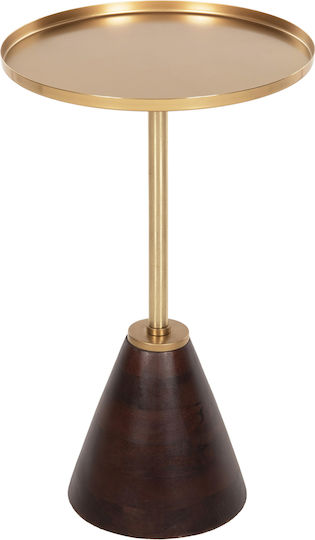 Round Side Table Kappur Made of Solid Walnut Wood with Metal M38xW38xH62cm