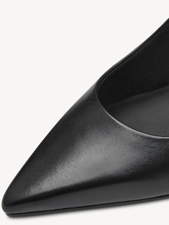 Leather Pointed Toe Black Medium Heels