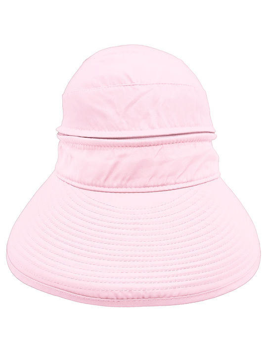 Women's Fabric Tennis Style Hat with Large Brim & Bow at the Back Pink