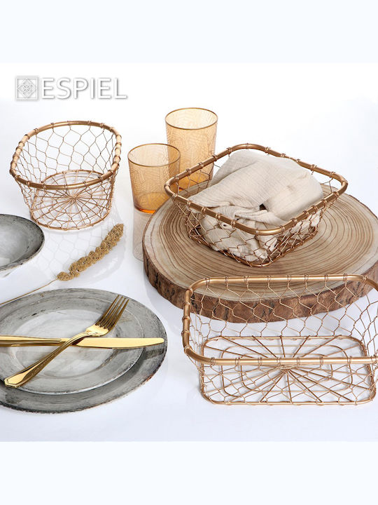 Decorative Basket Metallic Gold 21x21x8.5cm Espiel