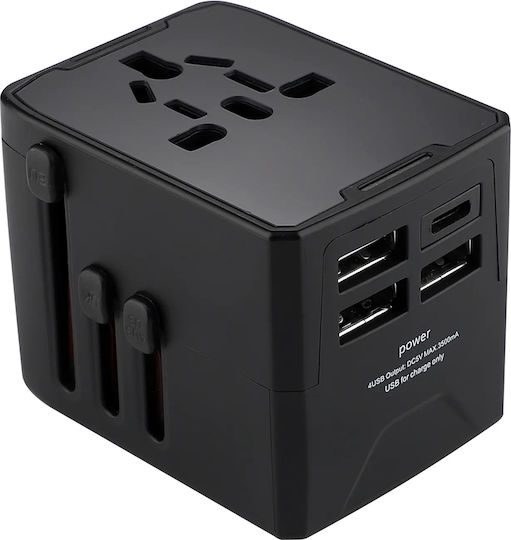 Techsuit Steckdosenadapter in Universal mit 4 USB-Steckdosen