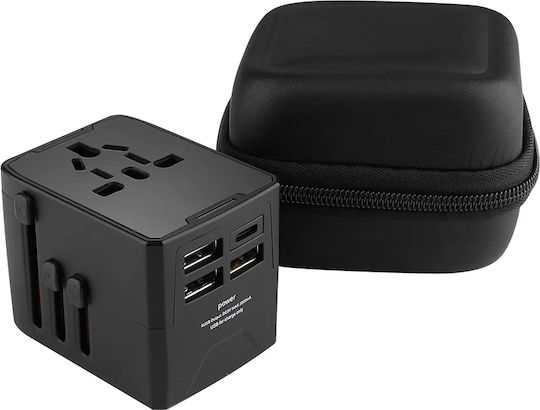 Techsuit Steckdosenadapter in Universal mit 4 USB-Steckdosen